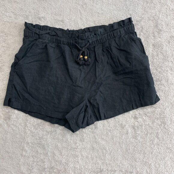 NWOT Black Linen Women's L Rayon Shorts By Hang Ten Casual - Picture 3 of 7